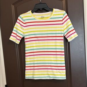J. Crew Multicolor Striped Perfect Fit Tee Sz Small NWOT